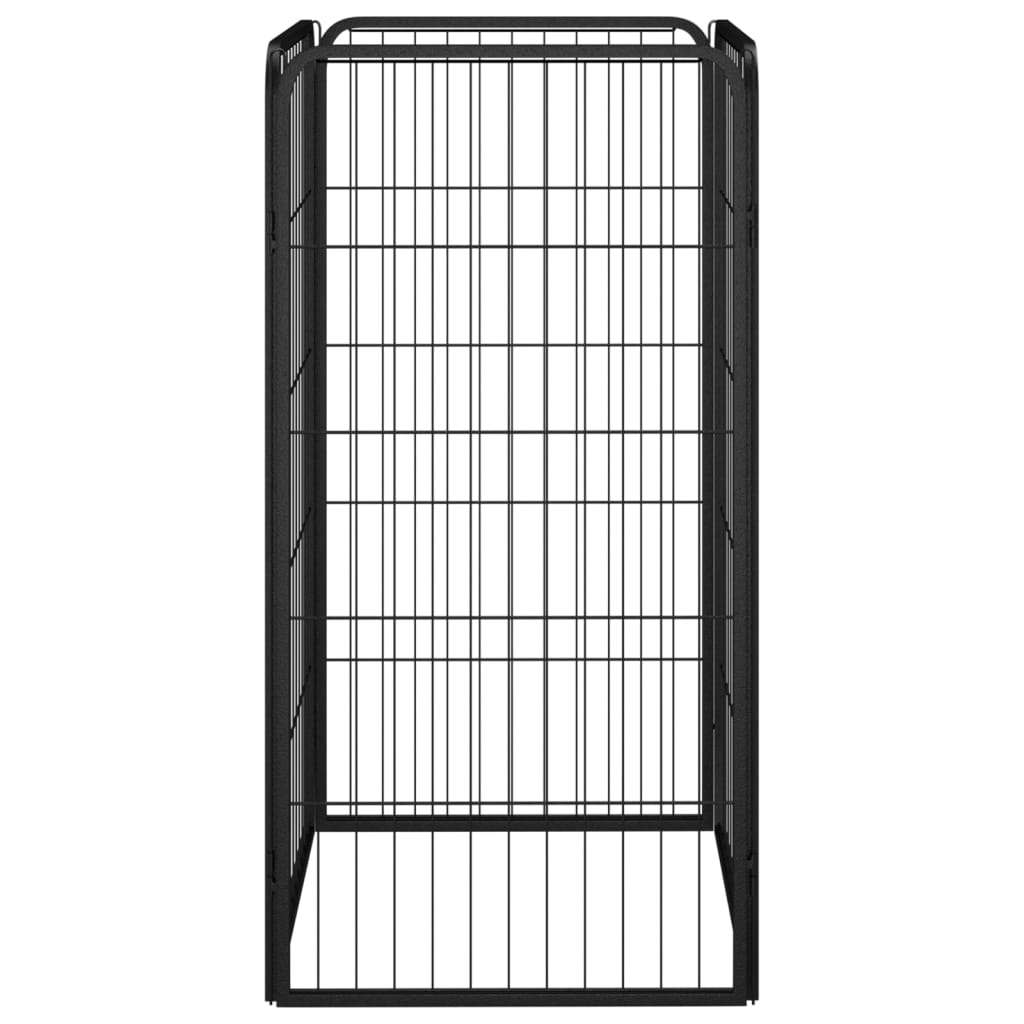 4-Tlg. Hundelaufstall Schwarz 50X100Cm Stahl Pulverbeschichtung