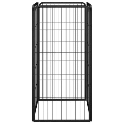 4-Tlg. Hundelaufstall Schwarz 50X100Cm Stahl Pulverbeschichtung