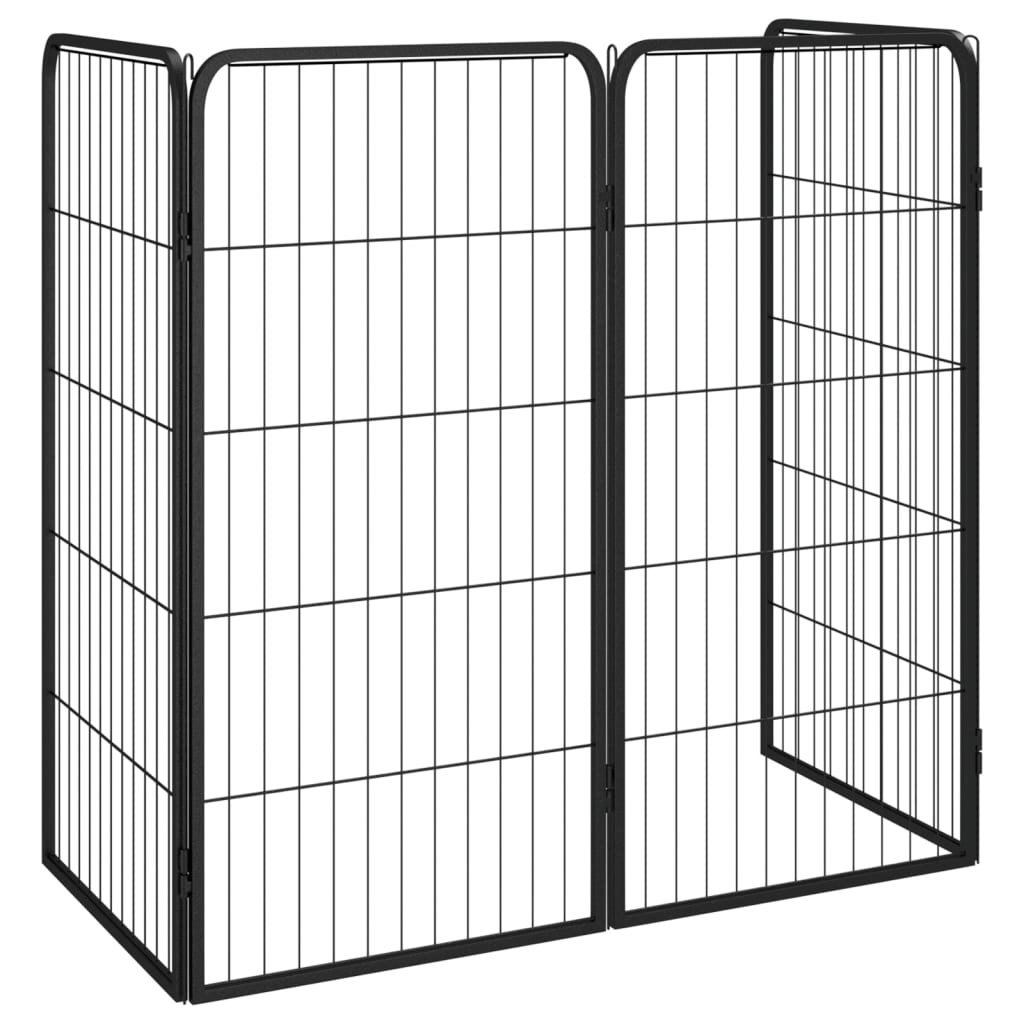 4-Tlg. Hundelaufstall Schwarz 50X100Cm Stahl Pulverbeschichtung