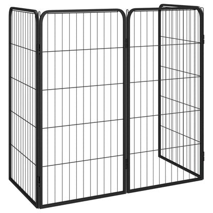 4-Tlg. Hundelaufstall Schwarz 50X100Cm Stahl Pulverbeschichtung