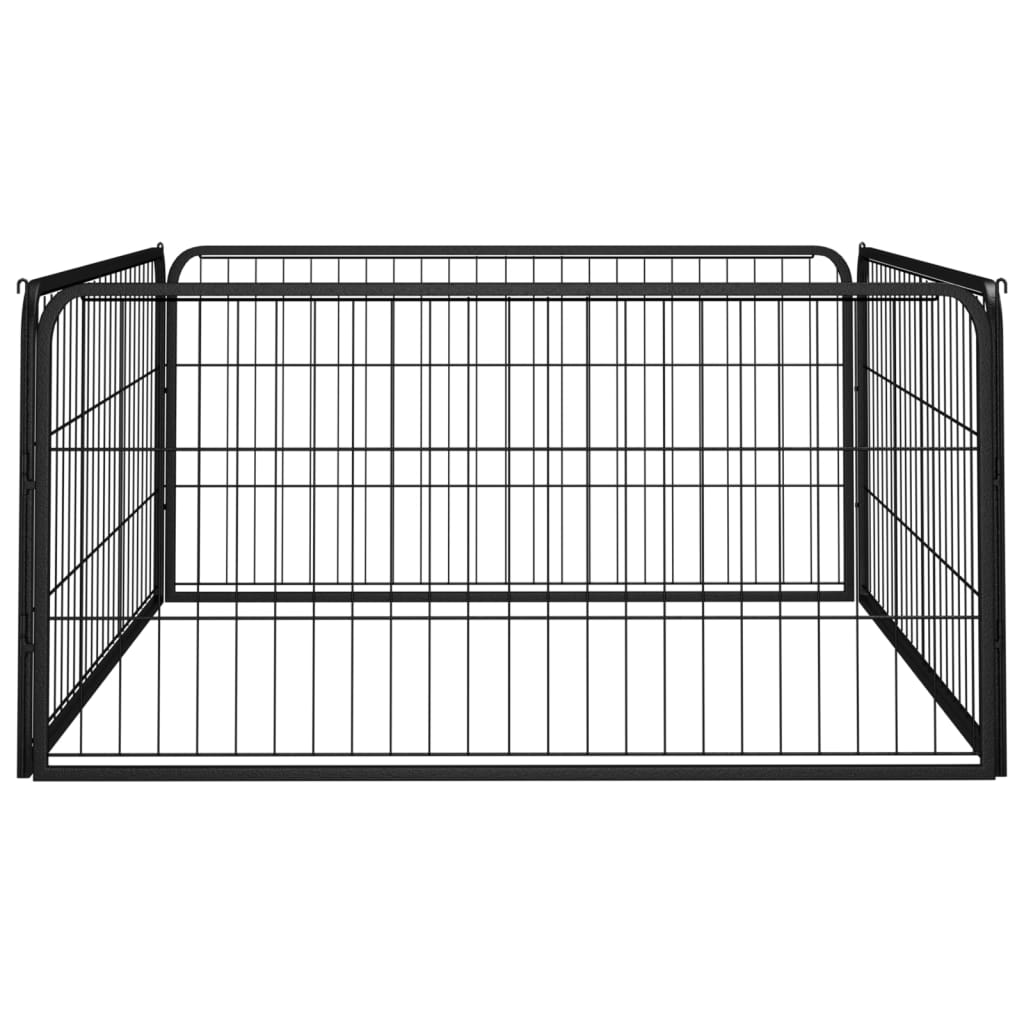 4-Tlg. Hundelaufstall Schwarz 100X50Cm Stahl Pulverbeschichtung