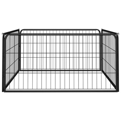 4-Tlg. Hundelaufstall Schwarz 100X50Cm Stahl Pulverbeschichtung