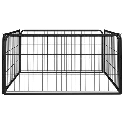 4-Tlg. Hundelaufstall Schwarz 100X50Cm Stahl Pulverbeschichtung