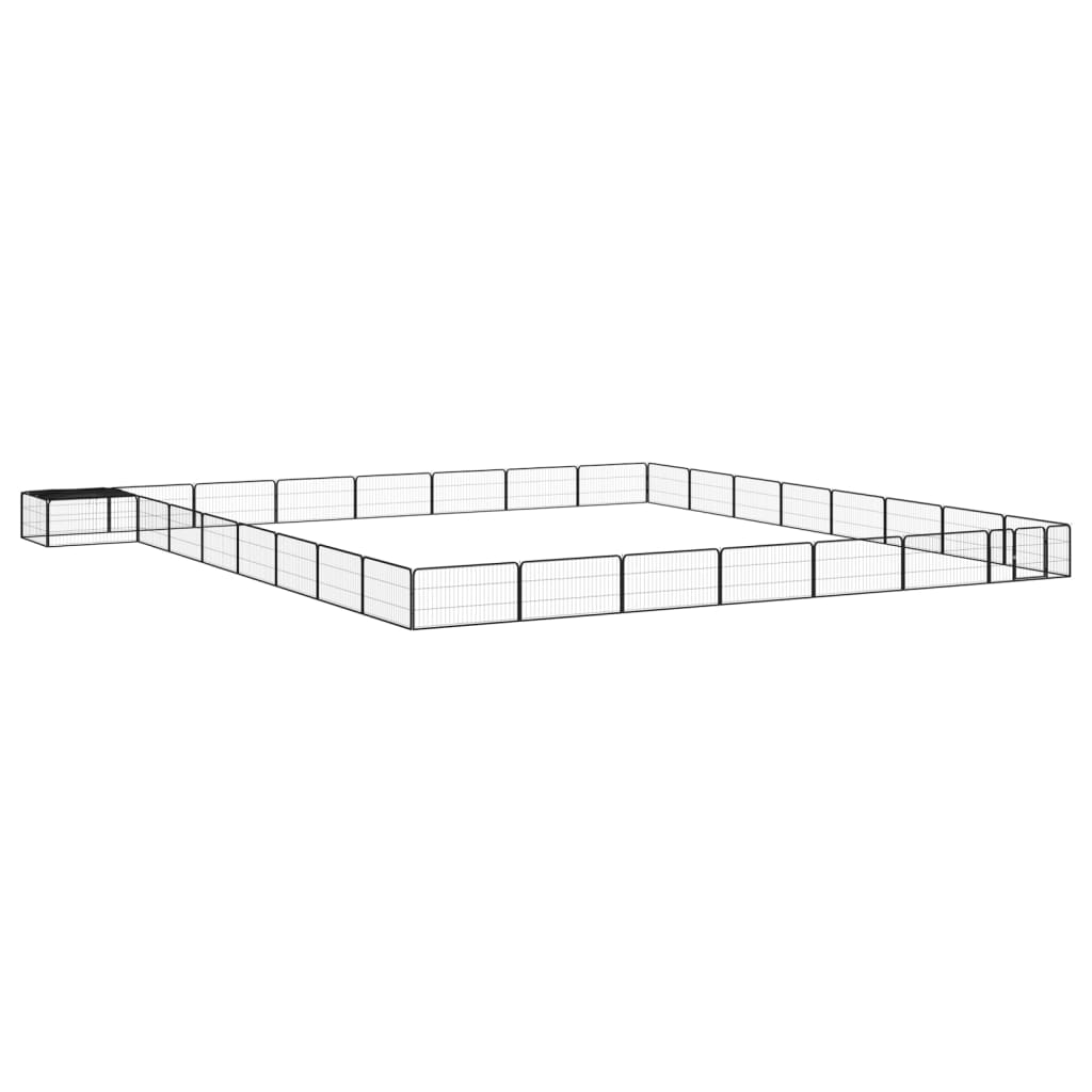 4-Tlg. Hundelaufstall Schwarz 100X50Cm Stahl Pulverbeschichtung