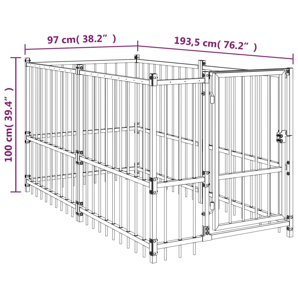 Hundezwinger Schwarz 193,5X97X100 Cm Stahl