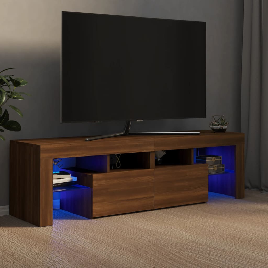 Tv-Schrank Mit Led-Leuchten Schwarz Eichen-Optik 140X36,5X40 Cm