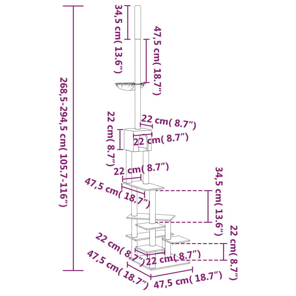 Kratzbaum Deckenhoch 268,5-294,5 Cm