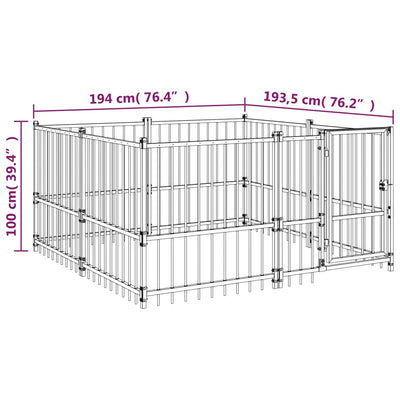 Outdoor-Hundezwinger Stahl 3,75 M²