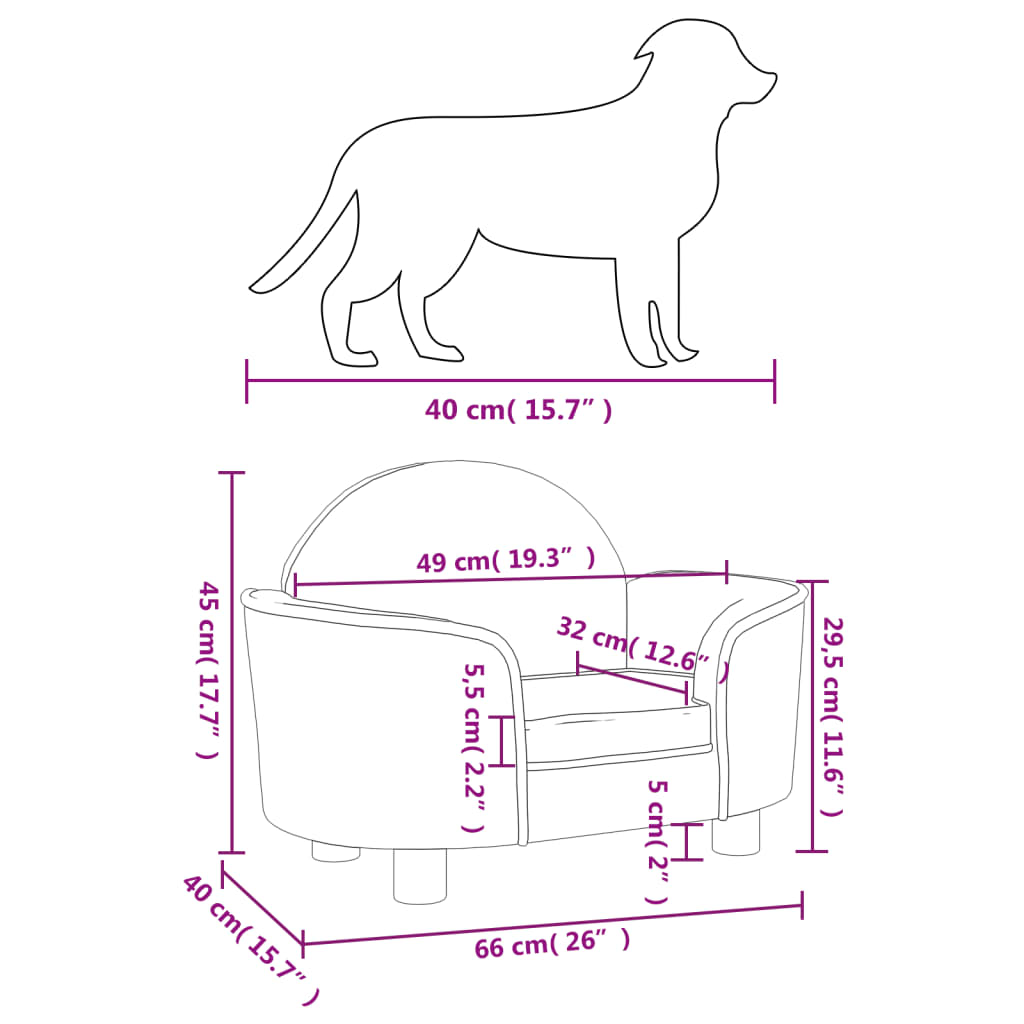 Hundebett 66X40X45 Cm Samt