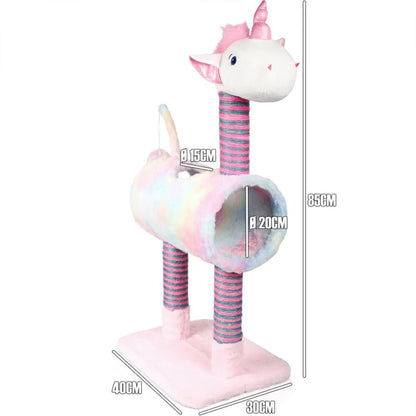 Pets Collection Kratzbaum Unicorn Rosa 40X30X85 Cm Hellgrau