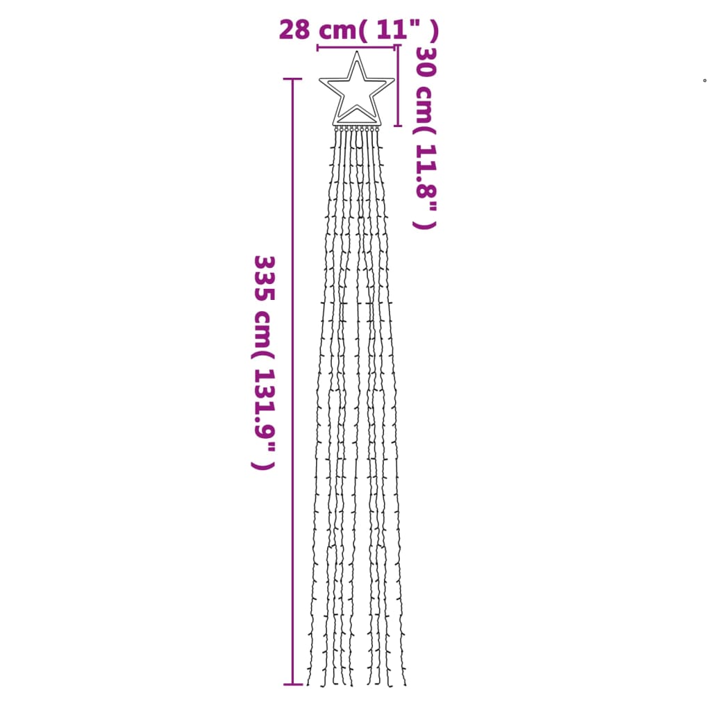 Weihnachtsbaum-Beleuchtung 320 Leds 375 Cm