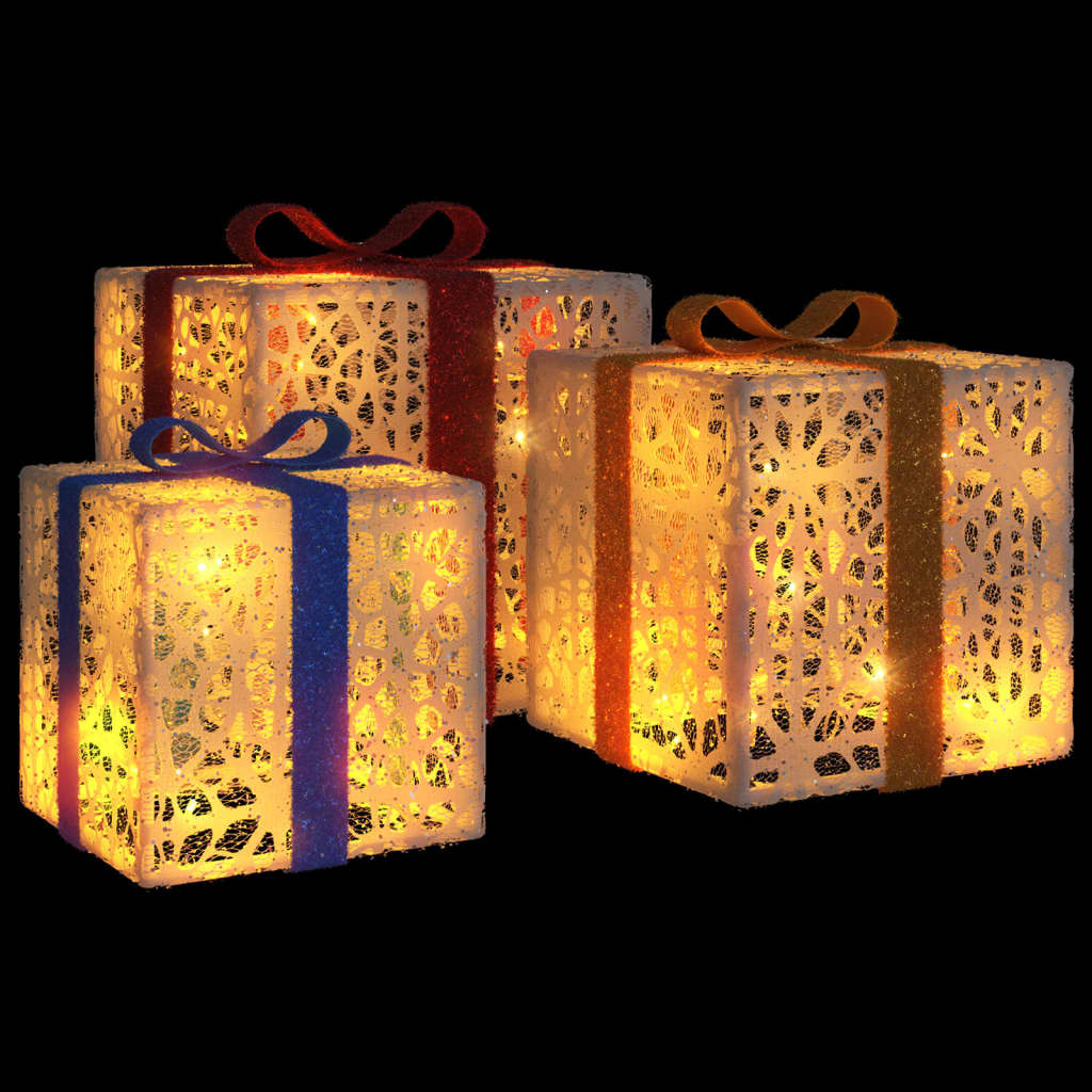 Beleuchtete Geschenkboxen 3 Stk. 64 Leds Warm