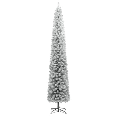 Weihnachtsbaum Schlank Mit Ständer Beschneit Pvc Grün Und Weiß