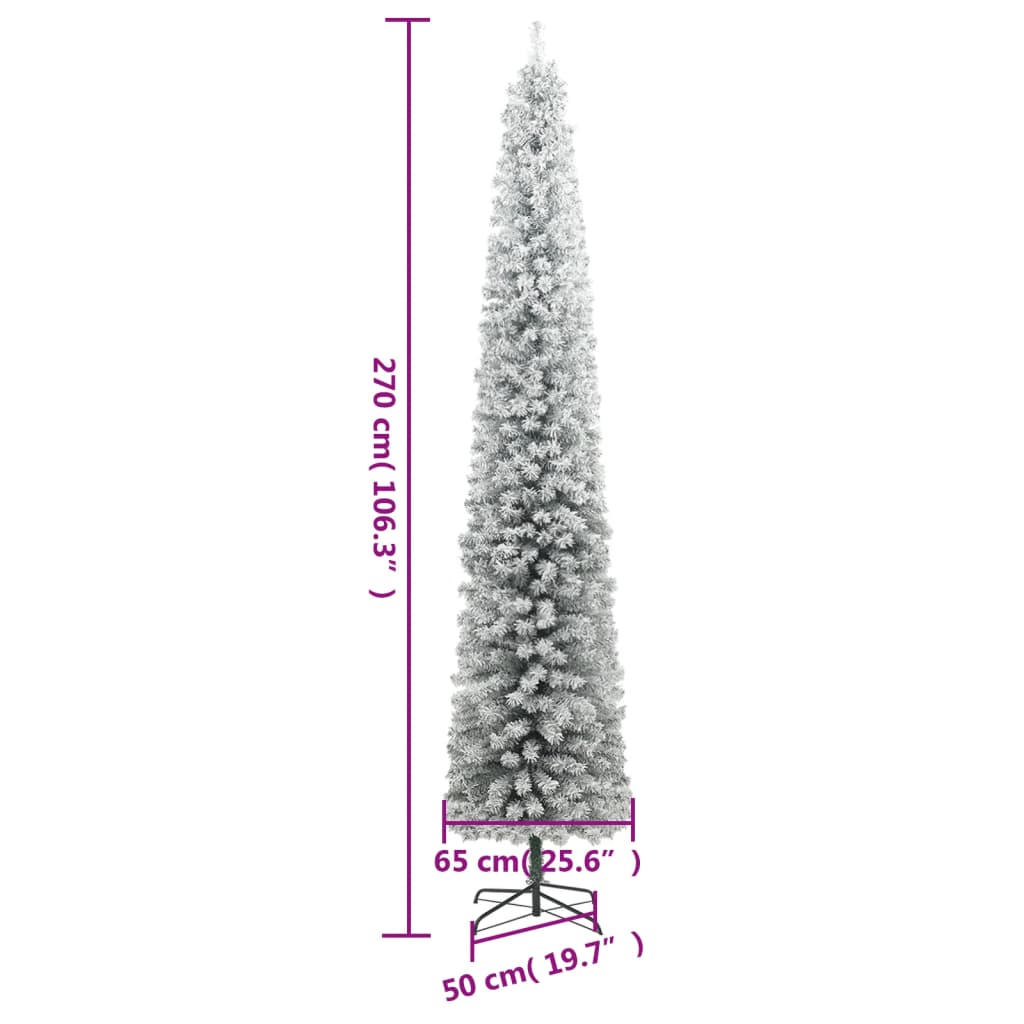 Weihnachtsbaum Schlank Mit Ständer Beschneit Pvc Grün Und Weiß