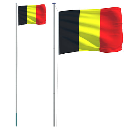 Belgische Flagge Mit Mast Aluminium