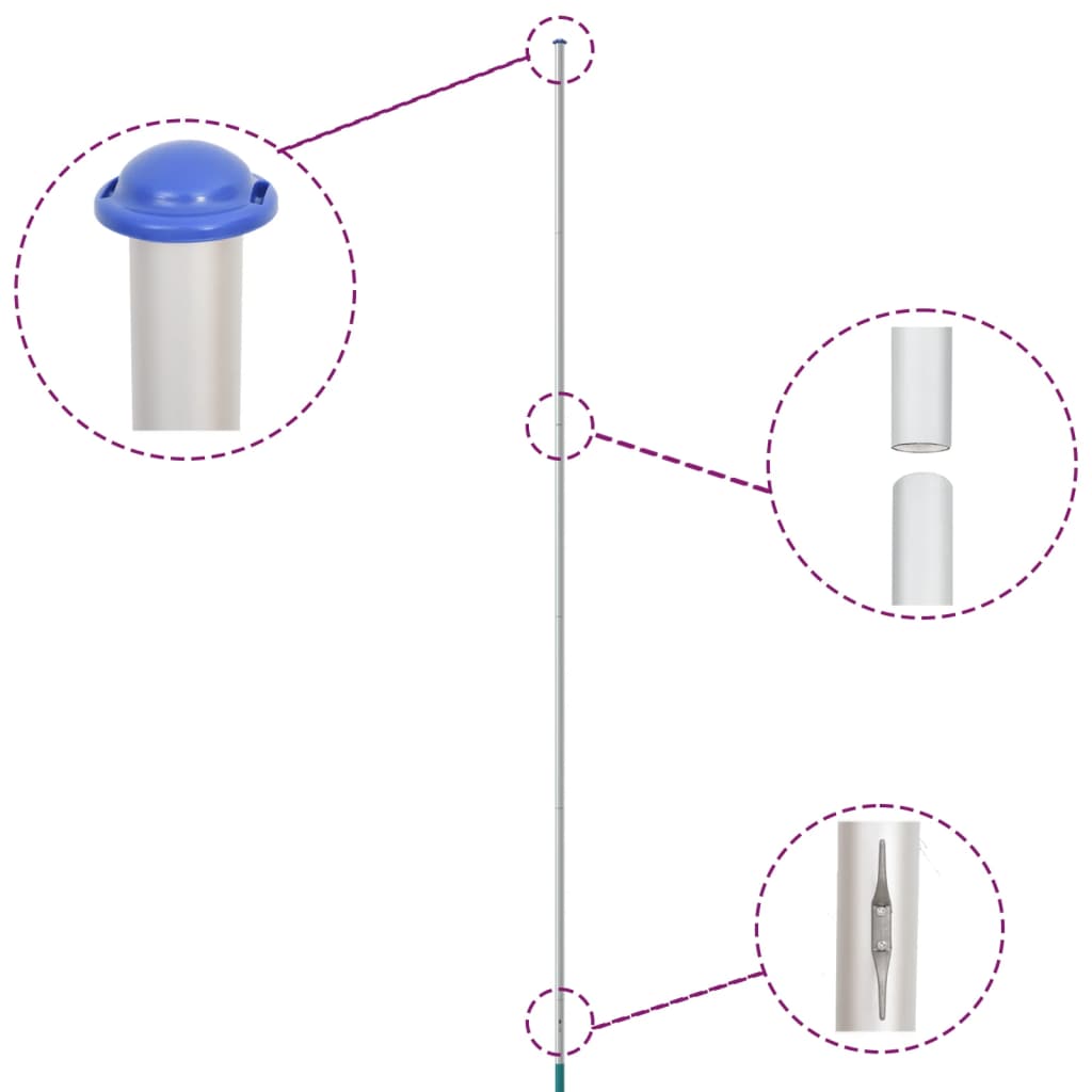 Fahnenmast Teilbar Silbern Aluminium