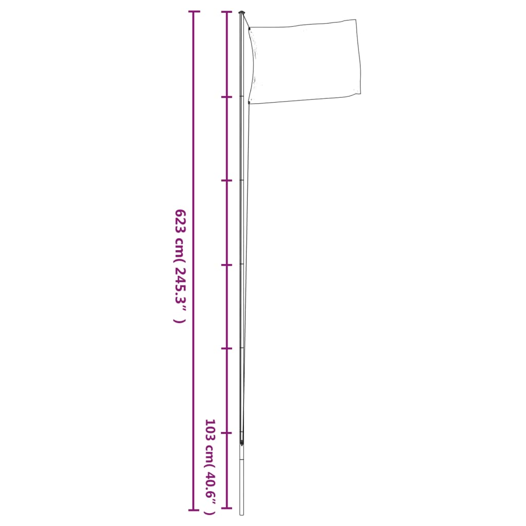 Fahnenmast Teilbar Silbern Aluminium