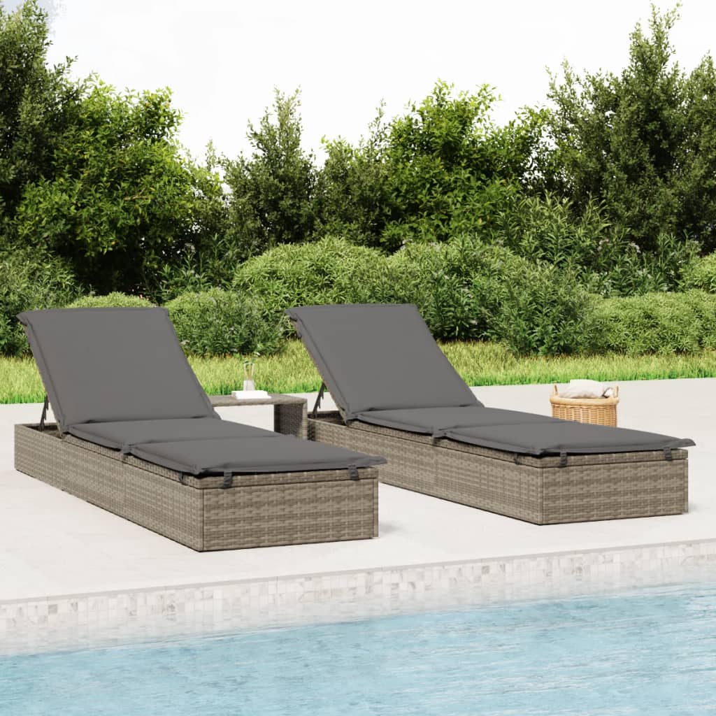 Sonnenliege 1 Stk. Mit Auflage 201X55X62 Cm Poly Rattan