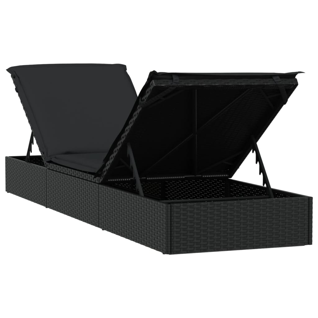 Sonnenliege 1 Stk. Mit Auflage 201X55X62 Cm Poly Rattan