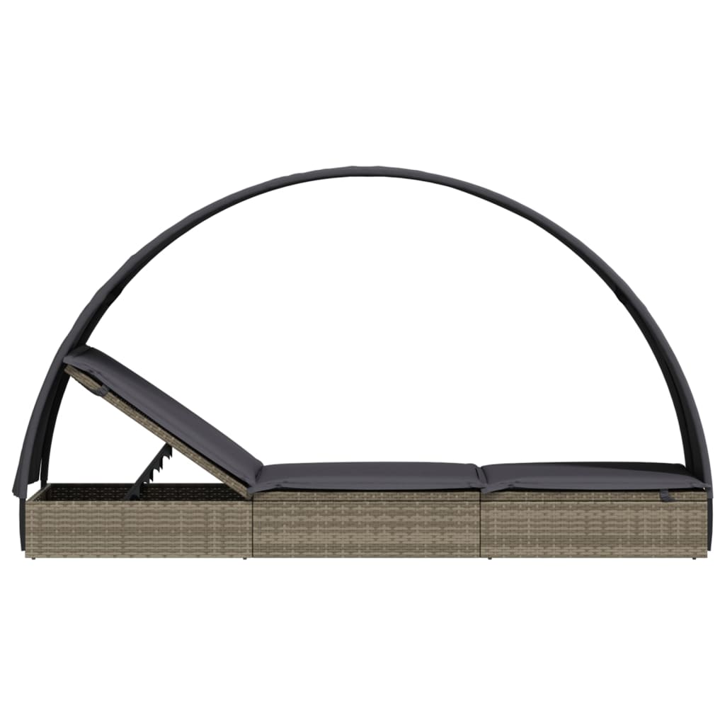 Sonnenliege Mit Runddach 211X57X140 Cm Poly Rattan