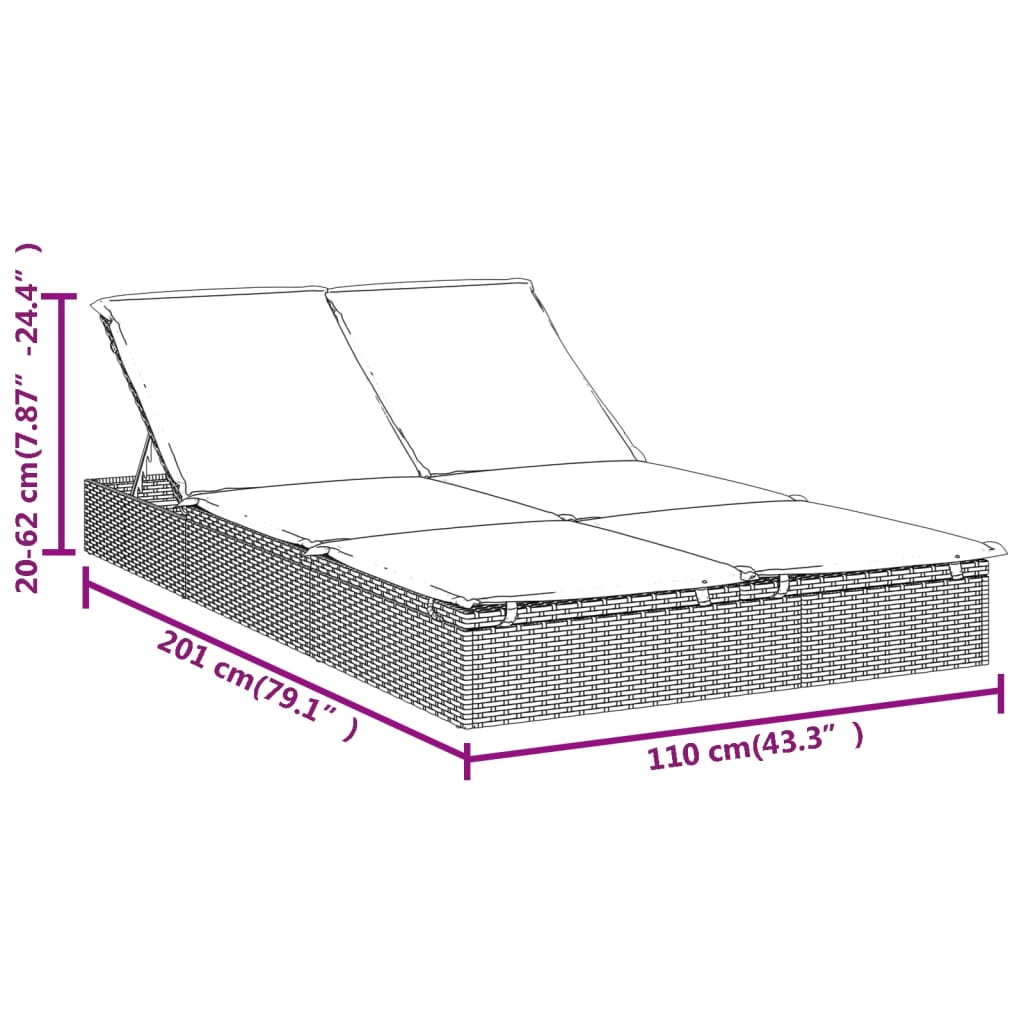 Sonnenliege Für 2 Personen Mit Auflage Poly Rattan