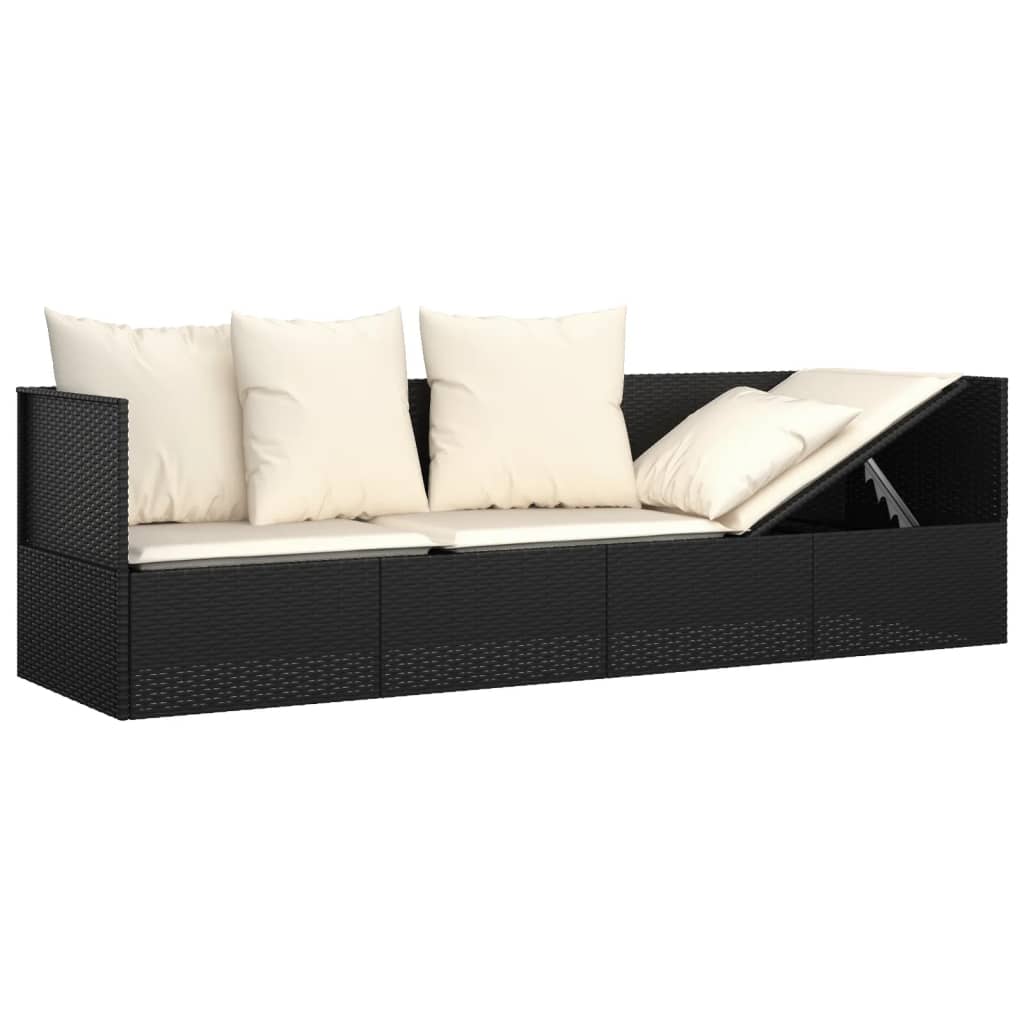 Outdoor-Loungebett Mit Kissen Poly Rattan