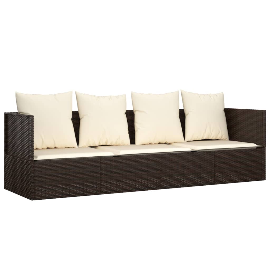 Outdoor-Loungebett Mit Kissen Poly Rattan