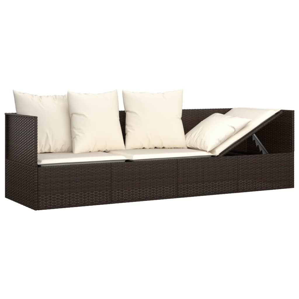 Outdoor-Loungebett Mit Kissen Poly Rattan