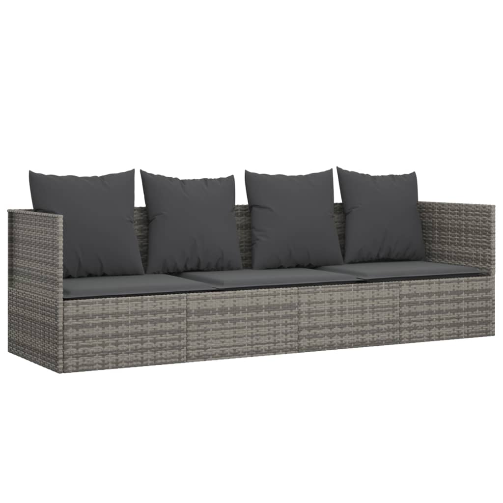 Outdoor-Loungebett Mit Kissen Poly Rattan