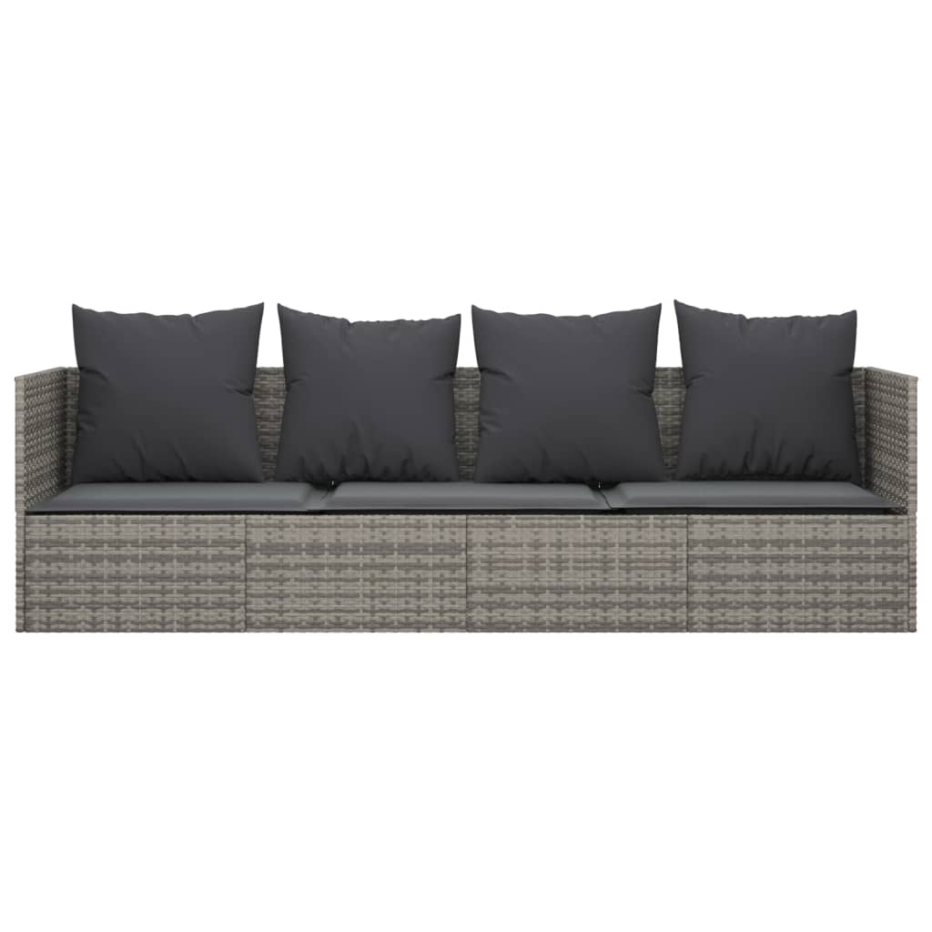 Outdoor-Loungebett Mit Kissen Poly Rattan