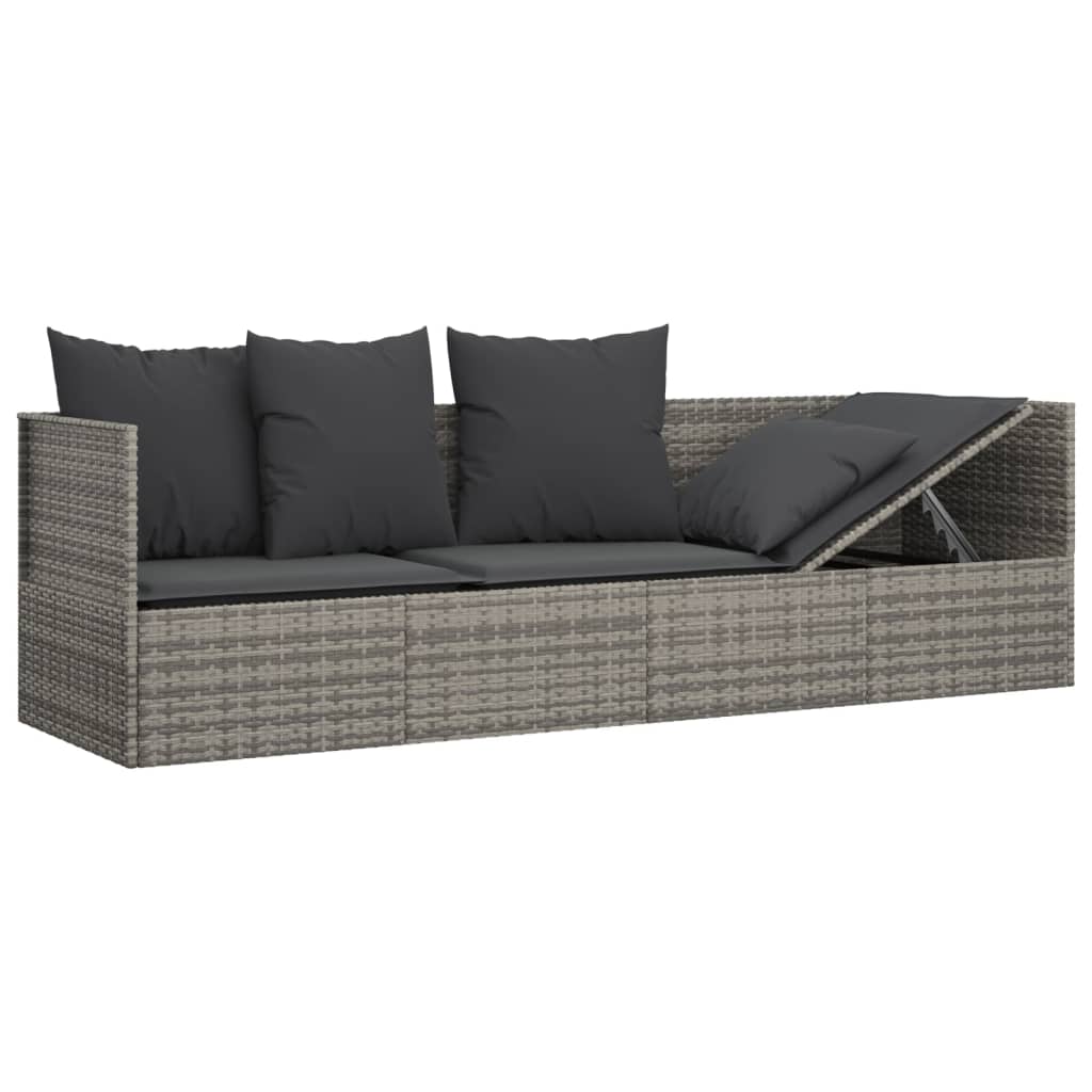 Outdoor-Loungebett Mit Kissen Poly Rattan