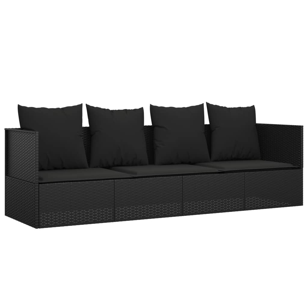 Outdoor-Loungebett Mit Kissen Poly Rattan