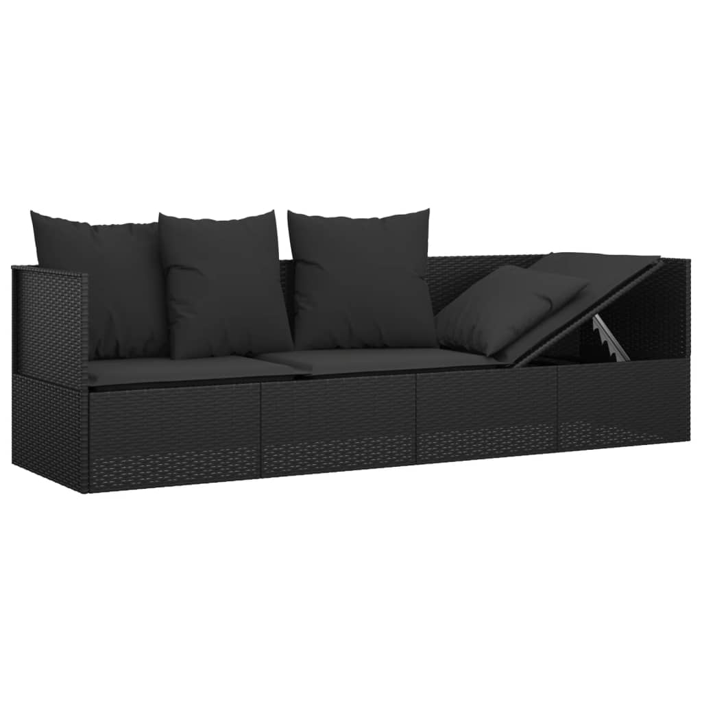 Outdoor-Loungebett Mit Kissen Poly Rattan