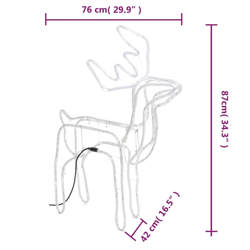 Rentier-Silhouetten 2 Stk. Warmweiß 76X42X87 Cm