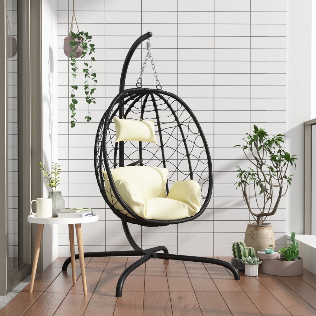 Hängesessel Ei Mit Kissen Poly Rattan & Stahl