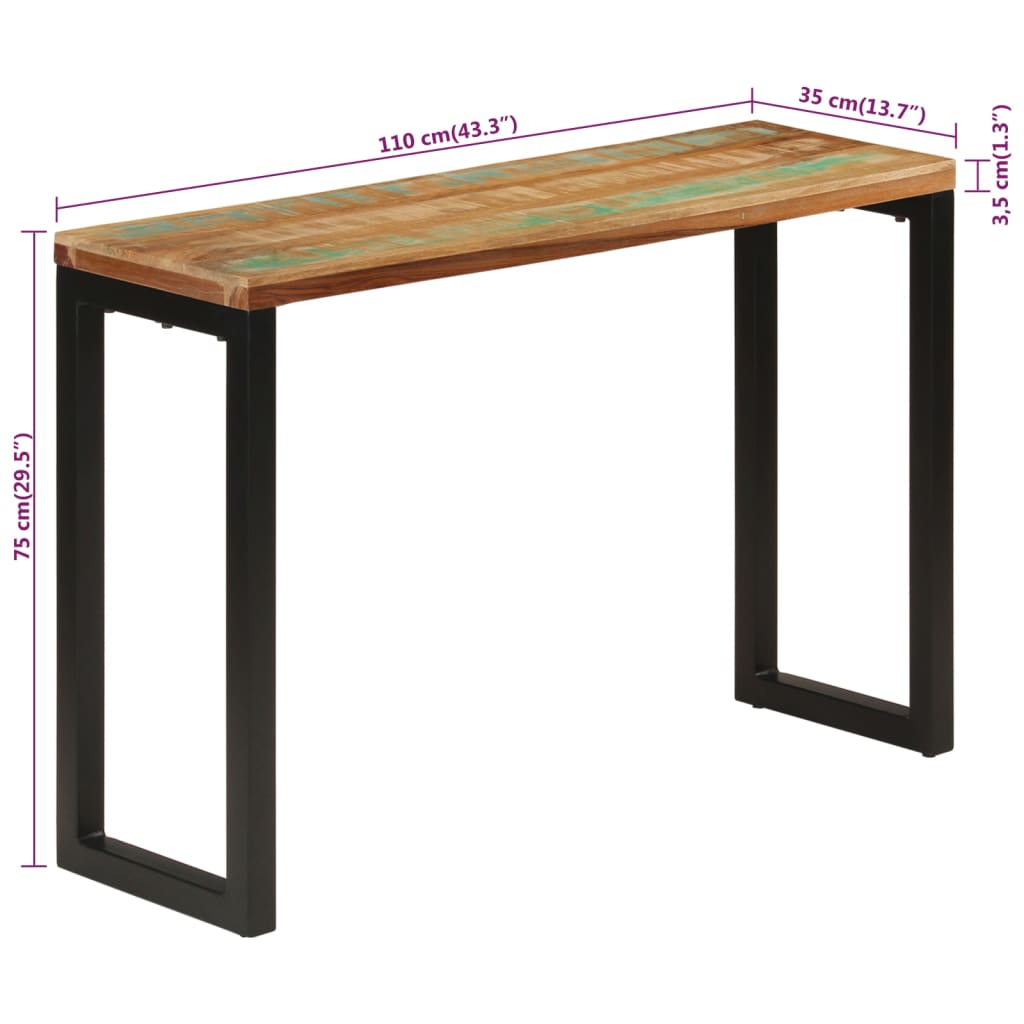 Konsolentisch 110X35X75 Cm Altholz Massiv