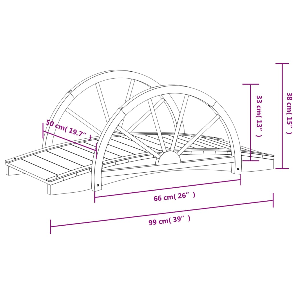 Gartenbrücke Mit Rad-Design 99X50X38 Cm Massivholz Tanne