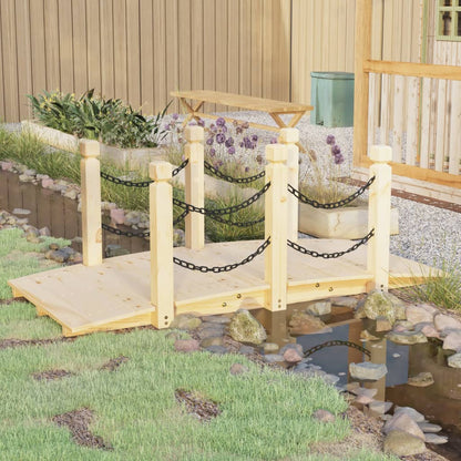 Gartenbrücke Mit Kettengeländer 150X67X56 Cm Massivholz Fichte