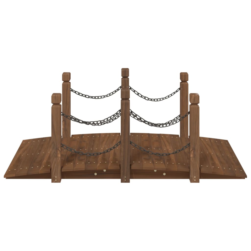 Gartenbrücke Mit Kettengeländer 150X67X56 Cm Massivholz Fichte