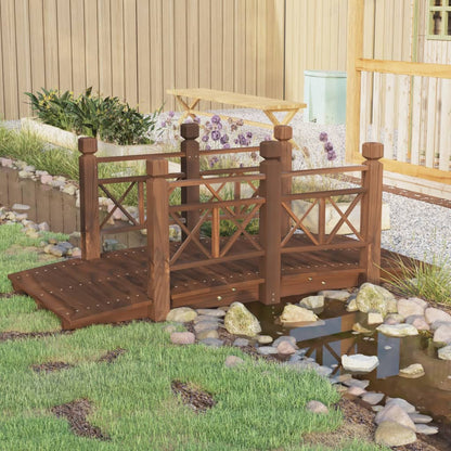 Gartenbrücke Mit Kettengeländer 150X67X56 Cm Massivholz Fichte