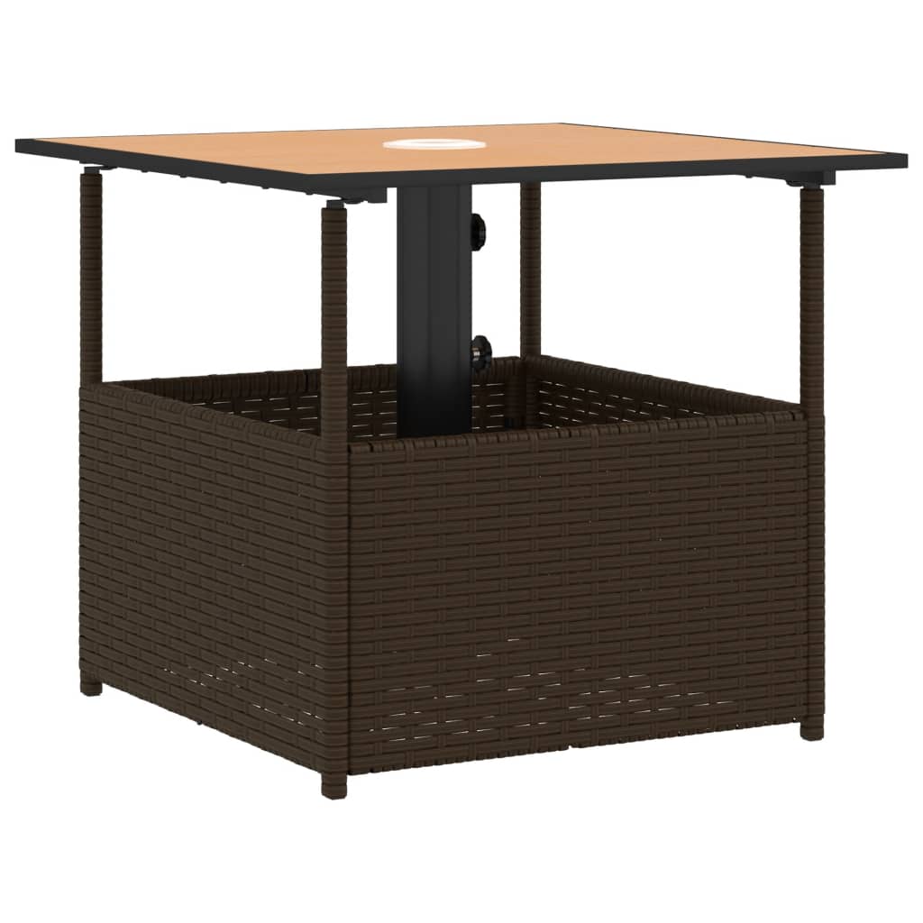 Gartentisch Mit Schirmloch 55X55X46,5 Cm Poly Rattan