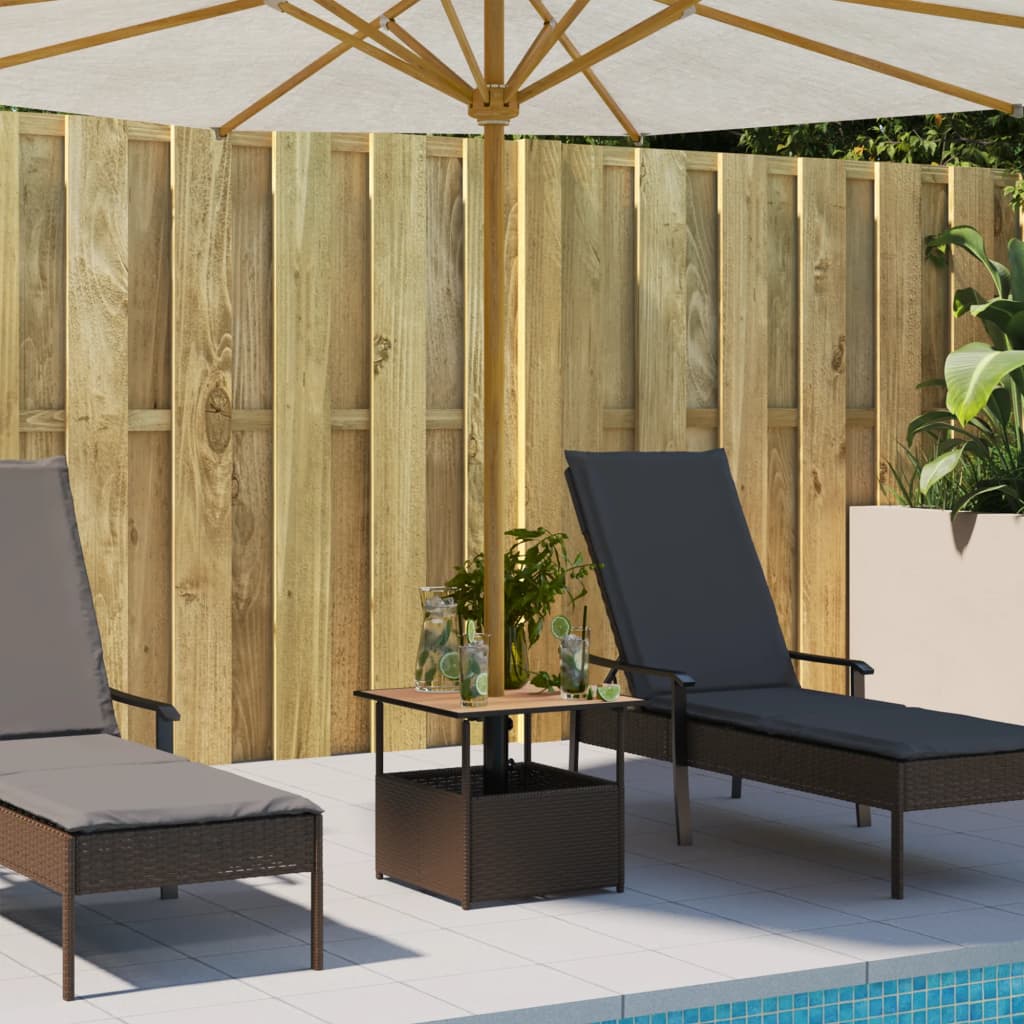 Gartentisch Mit Schirmloch 55X55X46,5 Cm Poly Rattan