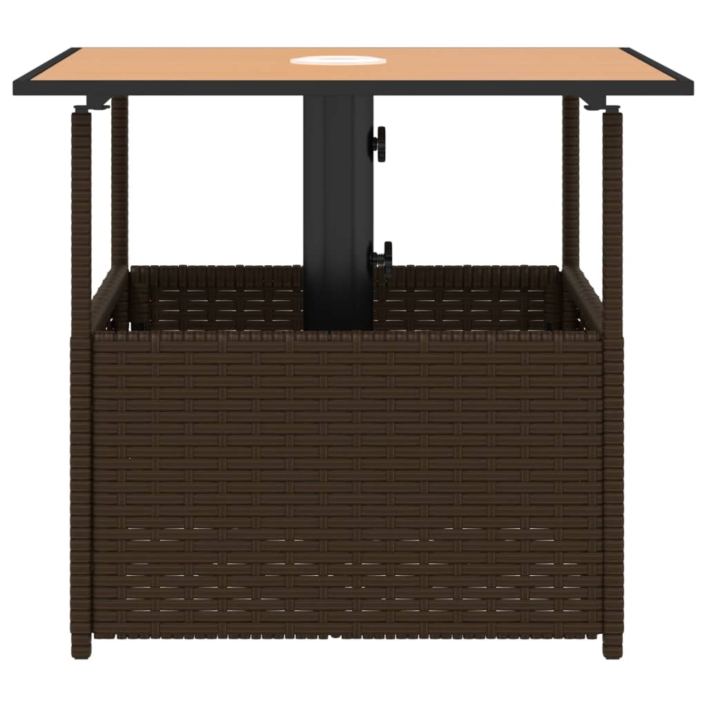 Gartentisch Mit Schirmloch 55X55X46,5 Cm Poly Rattan