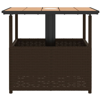 Gartentisch Mit Schirmloch 55X55X46,5 Cm Poly Rattan