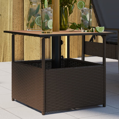 Gartentisch Mit Schirmloch 55X55X46,5 Cm Poly Rattan