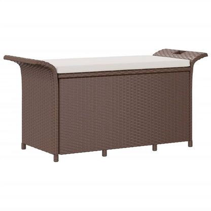 Gartenbank Mit Kissen Braun 116X46X57 Cm Poly Rattan