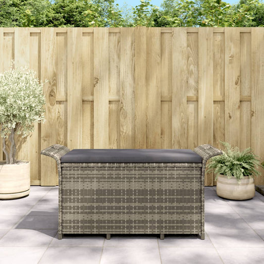 Gartenbank Mit Kissen Grau 116X46X57 Cm Poly Rattan