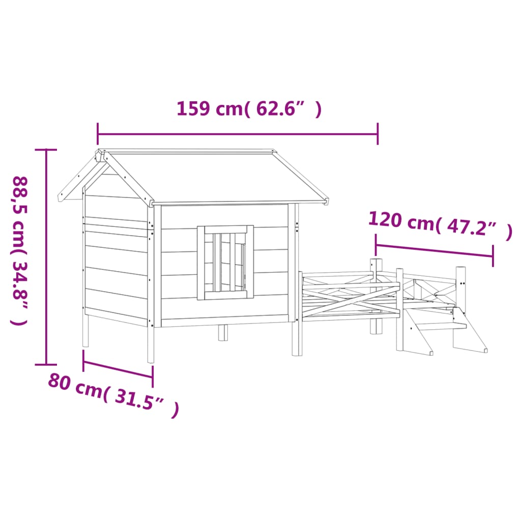 Hundehütte 159X120X88,5 Cm Massivholz Kiefer