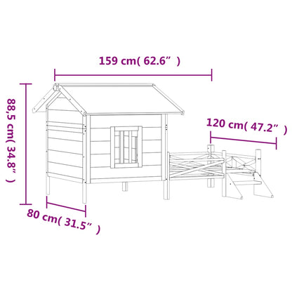 Hundehütte 159X120X88,5 Cm Massivholz Kiefer