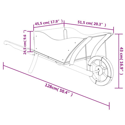 Pflanzgefäß Schubkarre-Design 128X45,5X43 Cm Massivholz Tanne